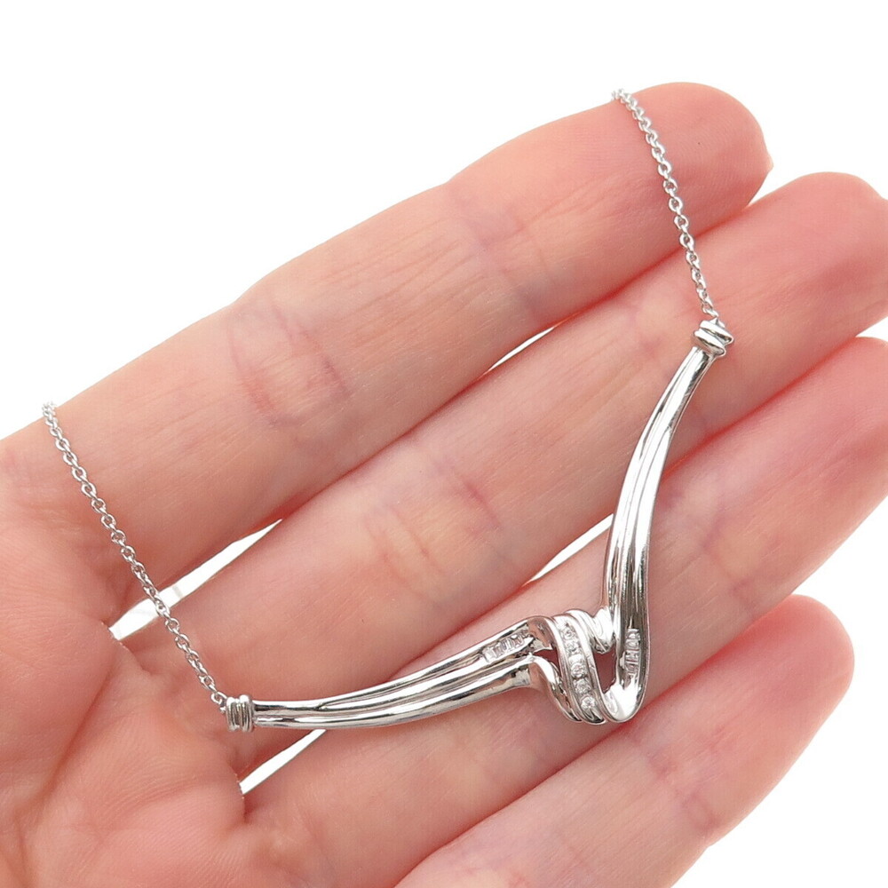 925 Sterling Silver C Z Twisted Pendant Cable Chain Necklace 18"